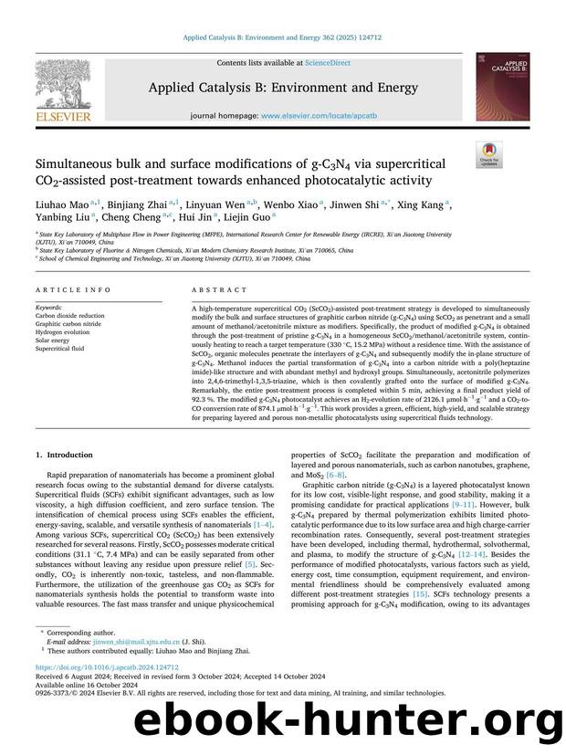 Simultaneous bulk and surface modifications of g-C3N4 via supercritical CO2-assisted post-treatment towards enhanced photocatalytic activity by unknow