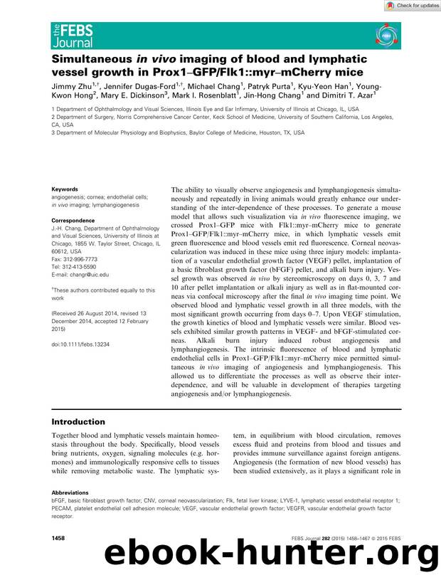 Simultaneous inÂ vivo imaging of blood and lymphatic vessel growth in Prox1âGFPFlk1::myrâmCherry mice by Unknown