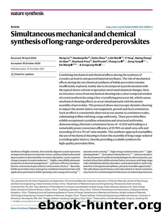 Simultaneous mechanical and chemical synthesis of long-range-ordered perovskites by unknow