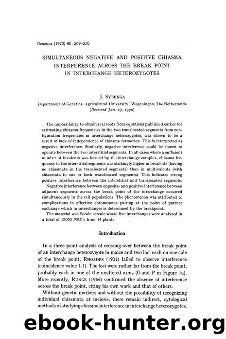 Simultaneous negative and positive chiasma interference across the break point in interchange heterozygotes by Unknown