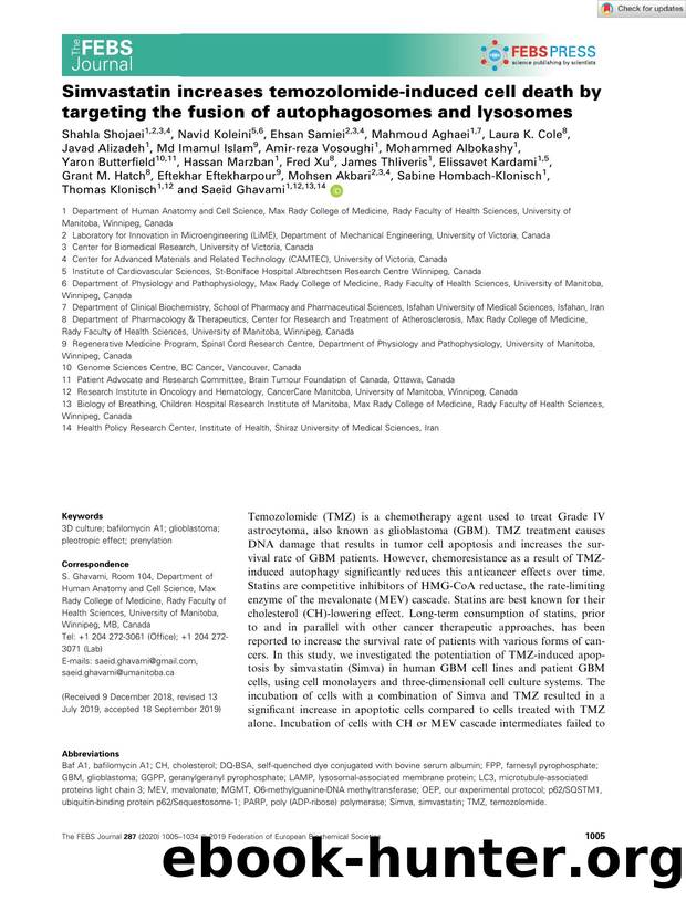 Simvastatin increases temozolomideâinduced cell death by targeting the fusion of autophagosomes and lysosomes by Unknown
