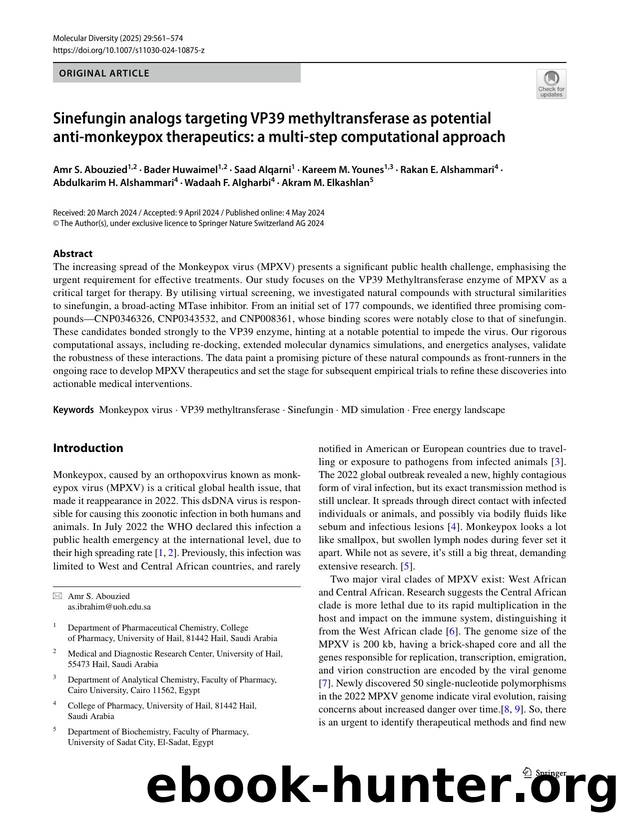 Sinefungin analogs targeting VP39 methyltransferase as potential anti-monkeypox therapeutics: a multi-step computational approach by unknow