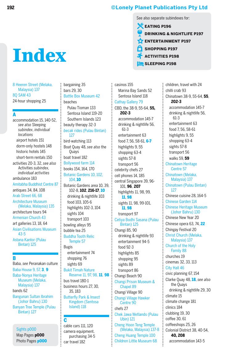 Singapore - Index (Chapter) by Lonely Planet