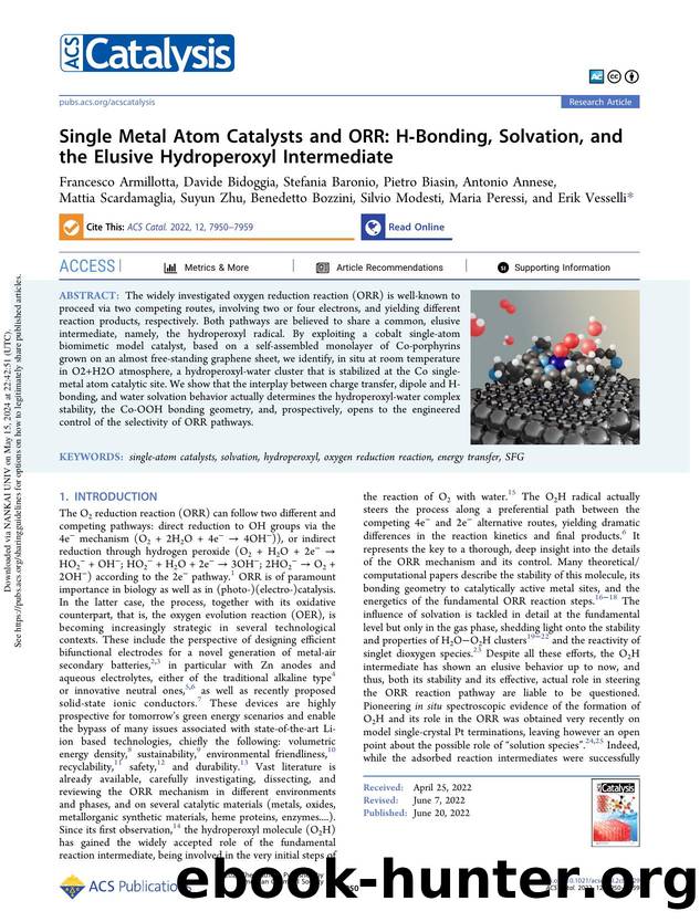 Single Metal Atom Catalysts and ORR: H-Bonding, Solvation, and the Elusive Hydroperoxyl Intermediate by unknow