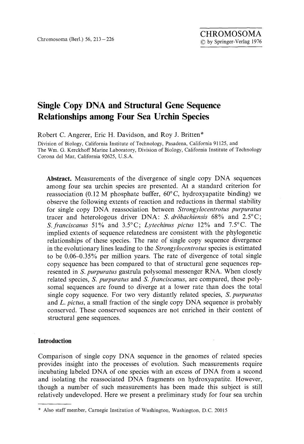 Single copy DNA and structural gene sequence relationships among four sea urchin species by Unknown