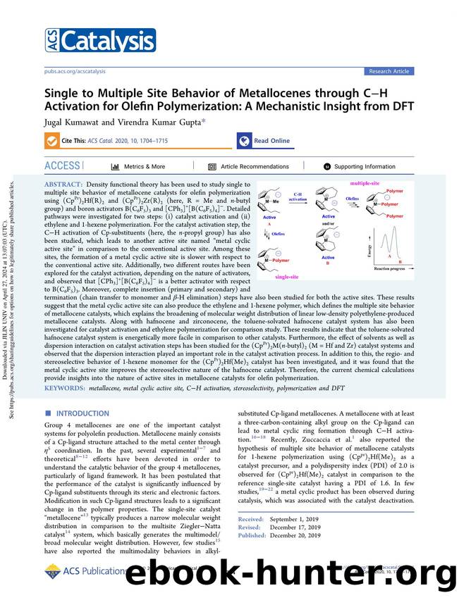 Single to Multiple Site Behavior of Metallocenes through CâH Activation for Olefin Polymerization: A Mechanistic Insight from DFT by Jugal Kumawat & Virendra Kumar Gupta