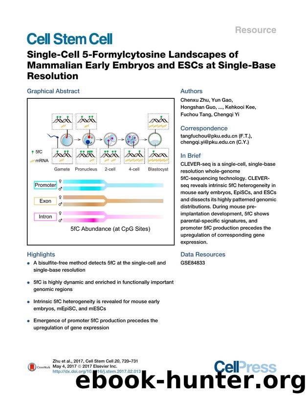 Single-Cell 5-Formylcytosine Landscapes of Mammalian Early Embryos and ESCs at Single-Base Resolution by unknow