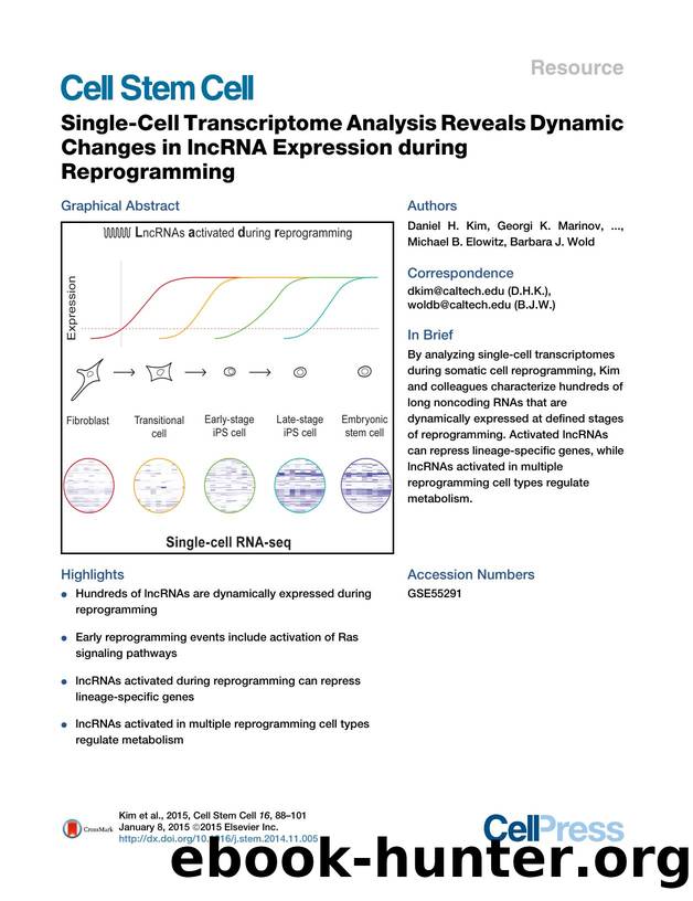 Single-Cell Transcriptome Analysis Reveals Dynamic Changes in lncRNA Expression during Reprogramming by unknow