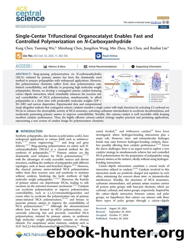 Single-Center Trifunctional Organocatalyst Enables Fast and Controlled Polymerization on NâCarboxyanhydride by unknow