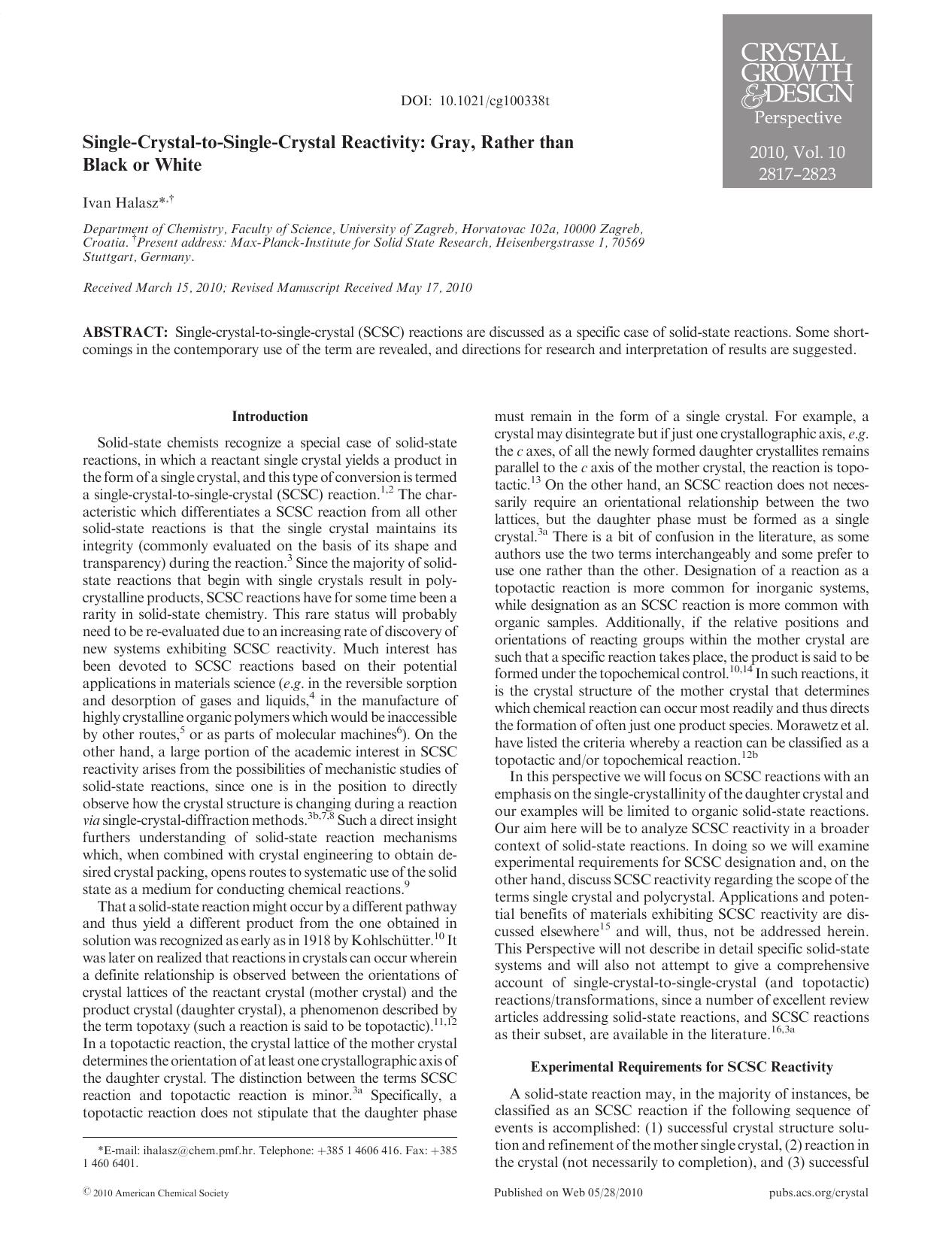 Single-Crystal-to-Single-Crystal Reactivity: Gray, Rather than Black or White by Unknown