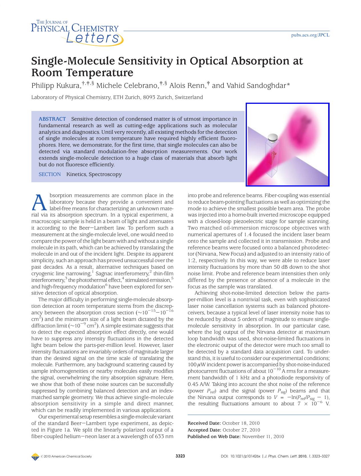 Single-Molecule Sensitivity in Optical Absorption at Room Temperature by Unknown