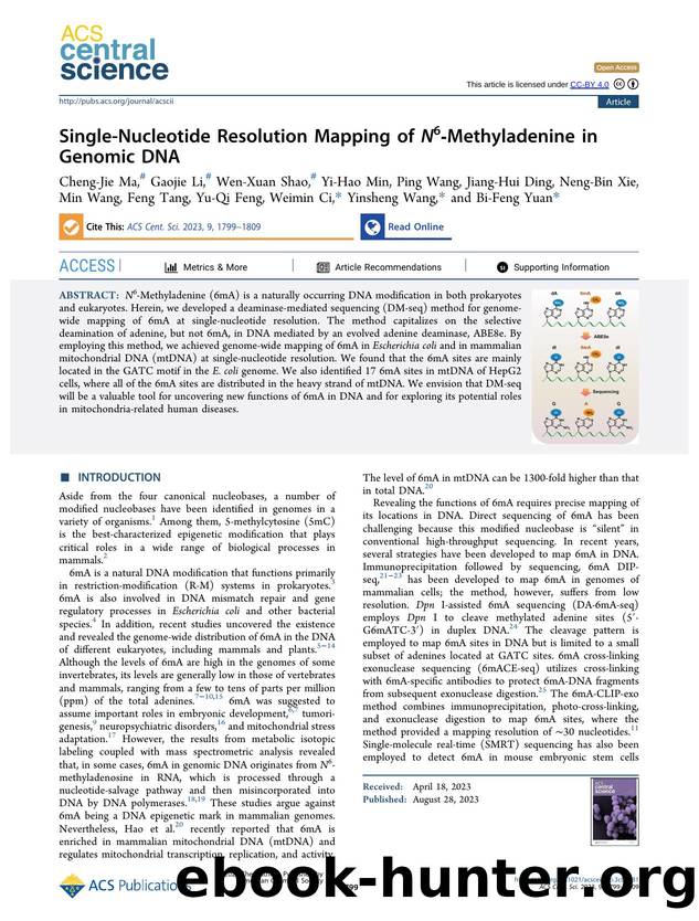 Single-Nucleotide Resolution Mapping of N6âMethyladenine in Genomic DNA by unknow