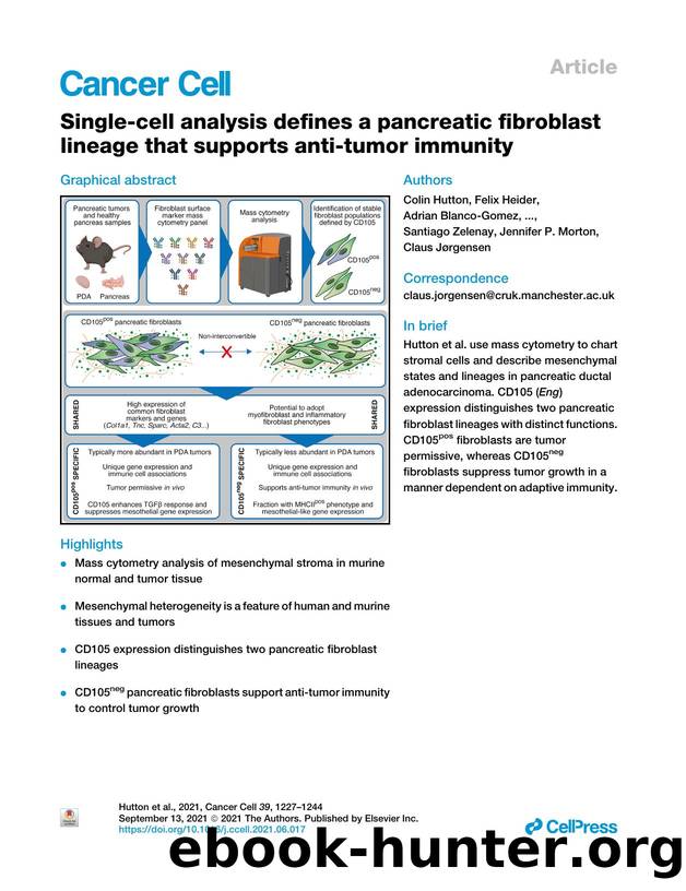 Single-cell analysis defines a pancreatic fibroblast lineage that supports anti-tumor immunity by unknow