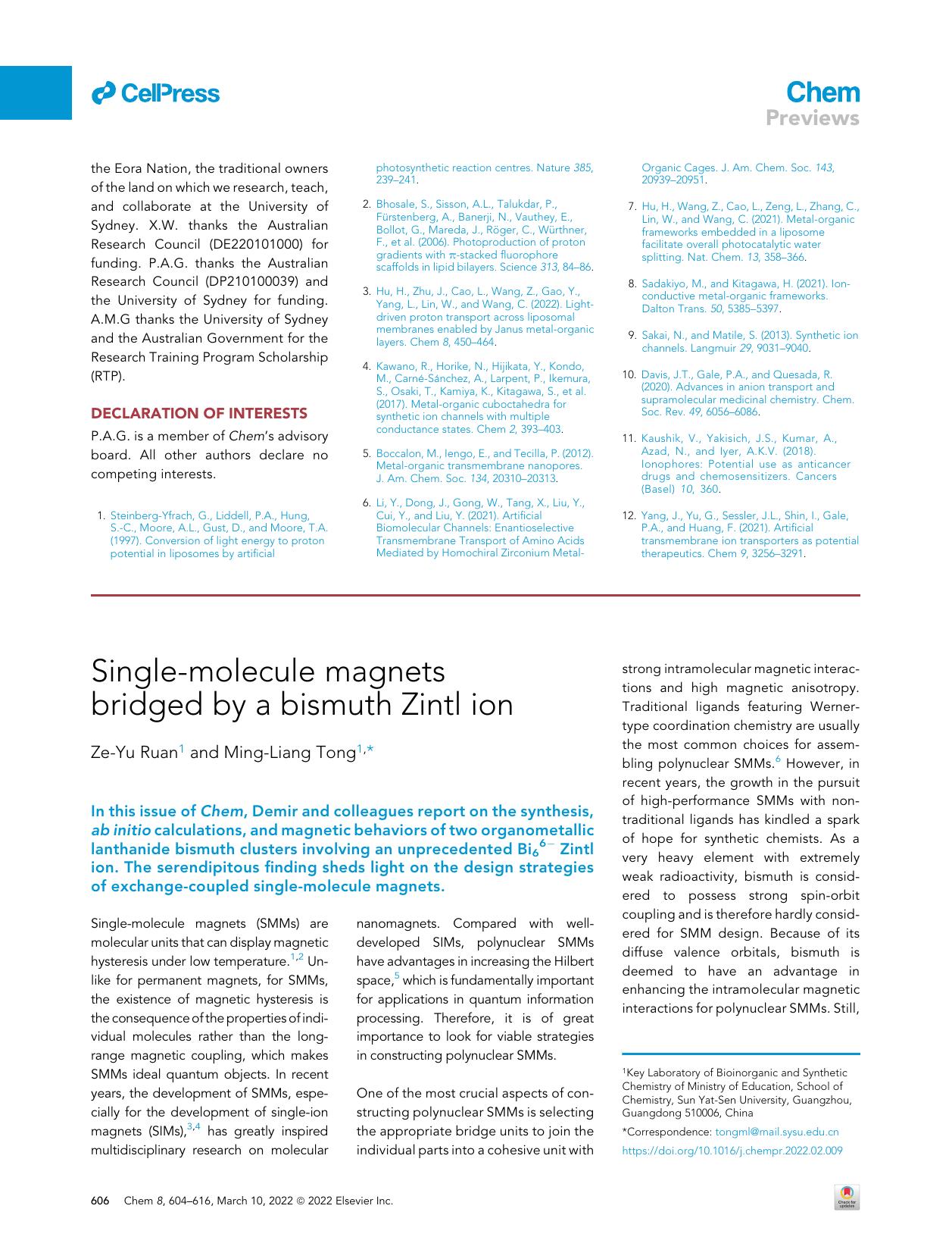 Single-molecule magnets bridged by a bismuth Zintl ion by Ze-Yu Ruan