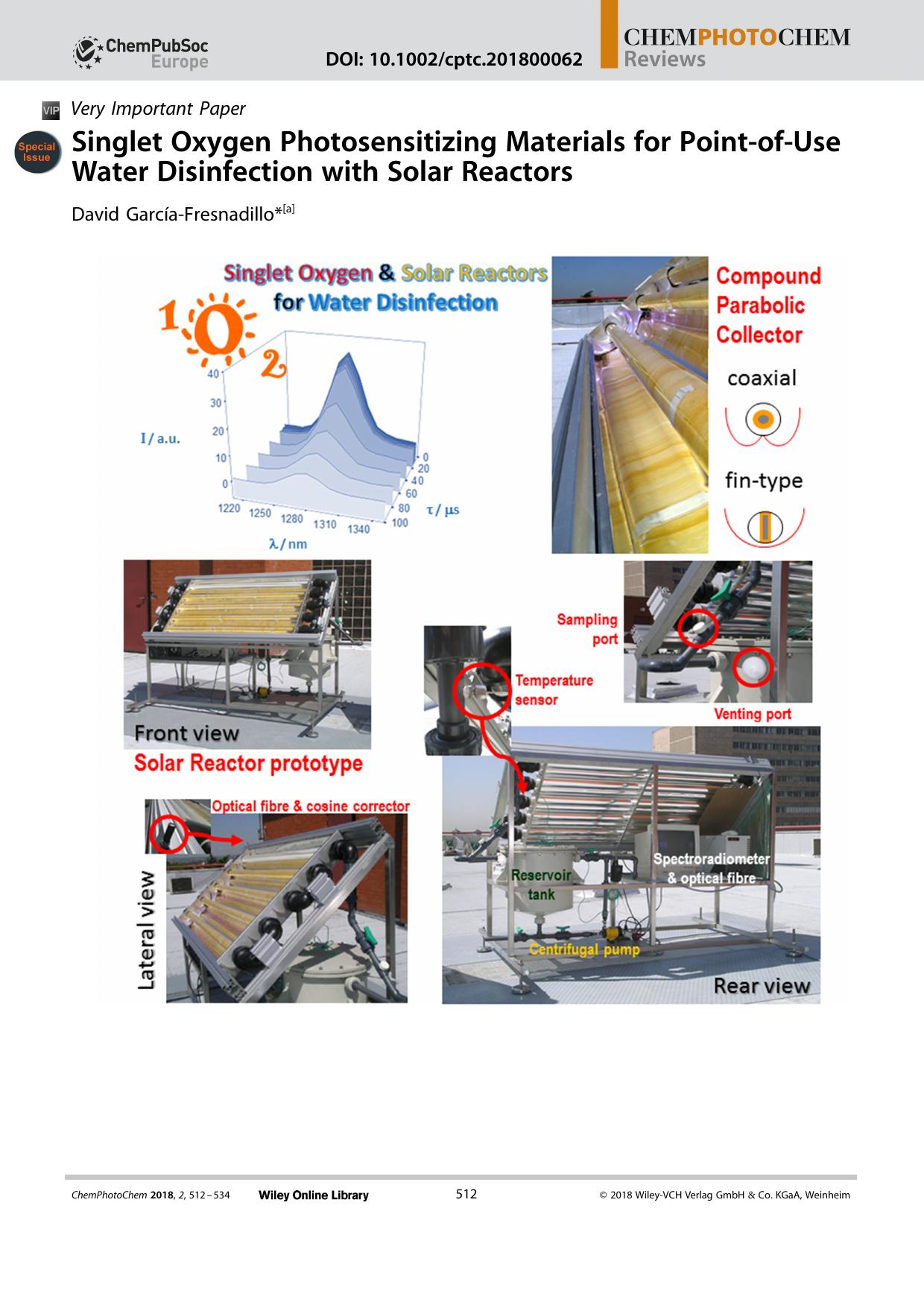 Singlet Oxygen Photosensitizing Materials for PointâofâUse Water Disinfection with Solar Reactors by Unknown