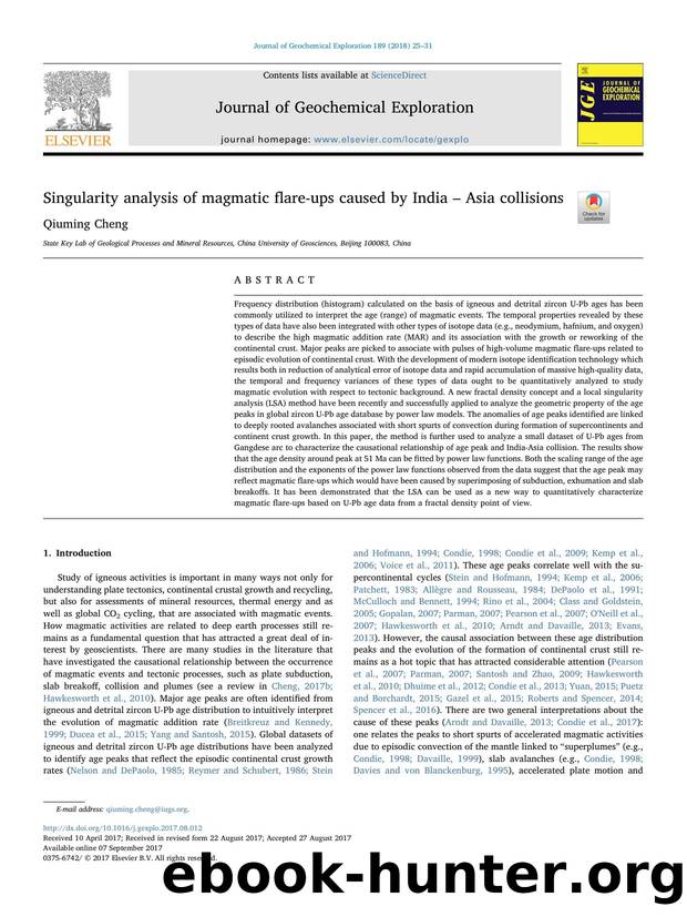 Singularity analysis of magmatic flare-ups caused by India â Asia collisions by Qiuming Cheng