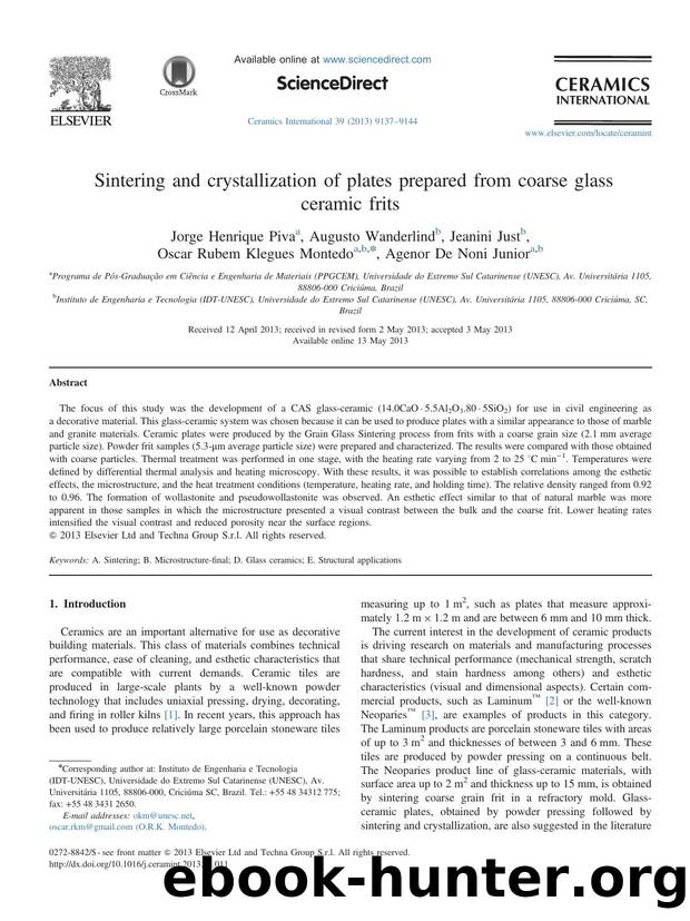 Sintering and crystallization of plates prepared from coarse glass ceramic frits by unknow