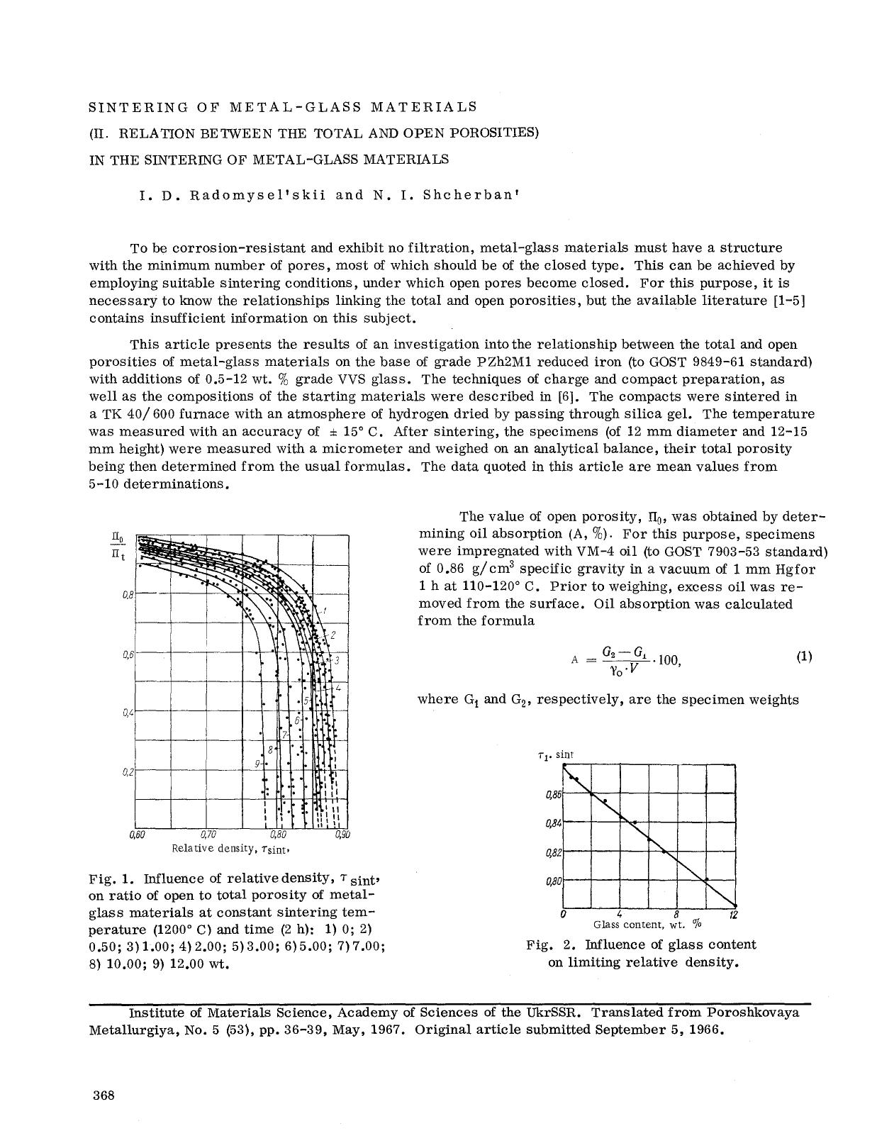 Sintering of metal-glass materials by Unknown