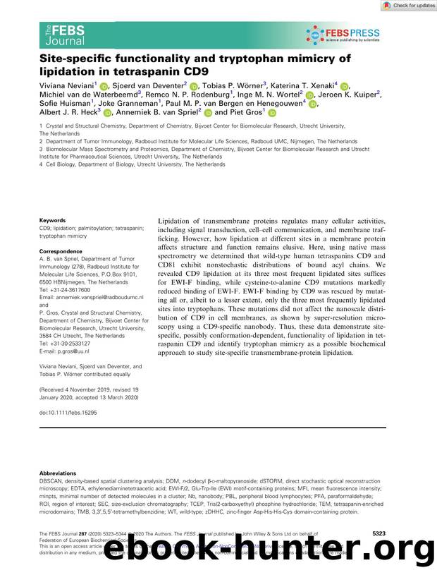 Siteâspecific functionality and tryptophan mimicry of lipidation in tetraspanin CD9 by Unknown