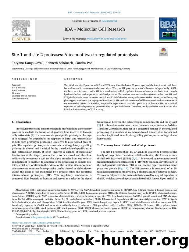 Site-1 and site-2 proteases: A team of two in regulated proteolysis by Tatyana Danyukova & Kenneth Schöneck & Sandra Pohl