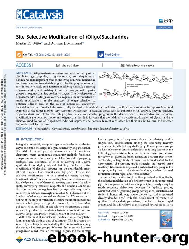Site-Selective Modification of (Oligo)Saccharides by Martin D. Witte & Adriaan J. Minnaard