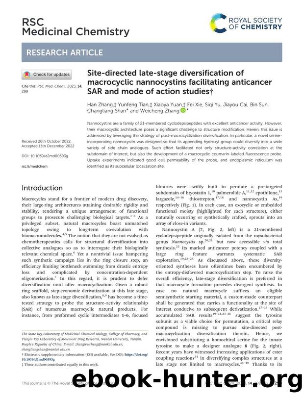 Site-directed late-stage diversification of macrocyclic nannocystins facilitating anticancer SAR and mode of action studies by unknow