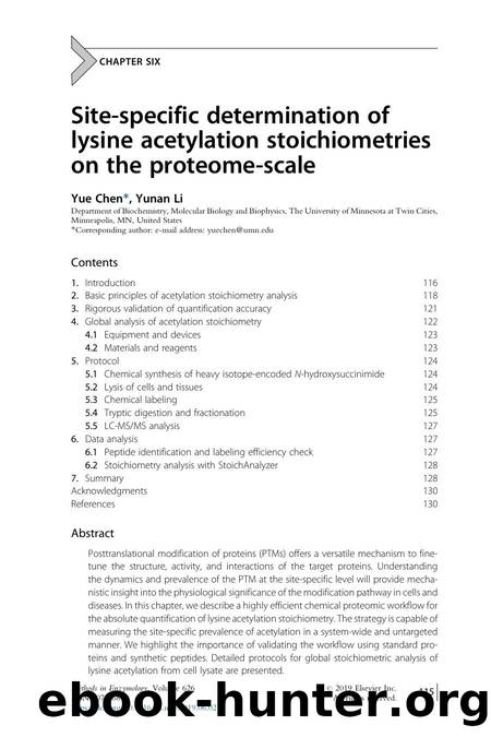 Site-specific determination of lysine acetylation stoichiometries on the proteome-scale by Yue Chen