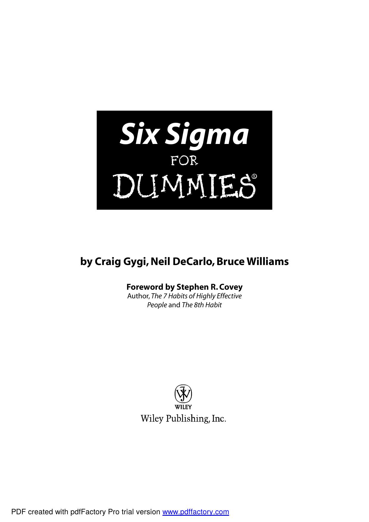 Six Sigma for Dummies by Administrator