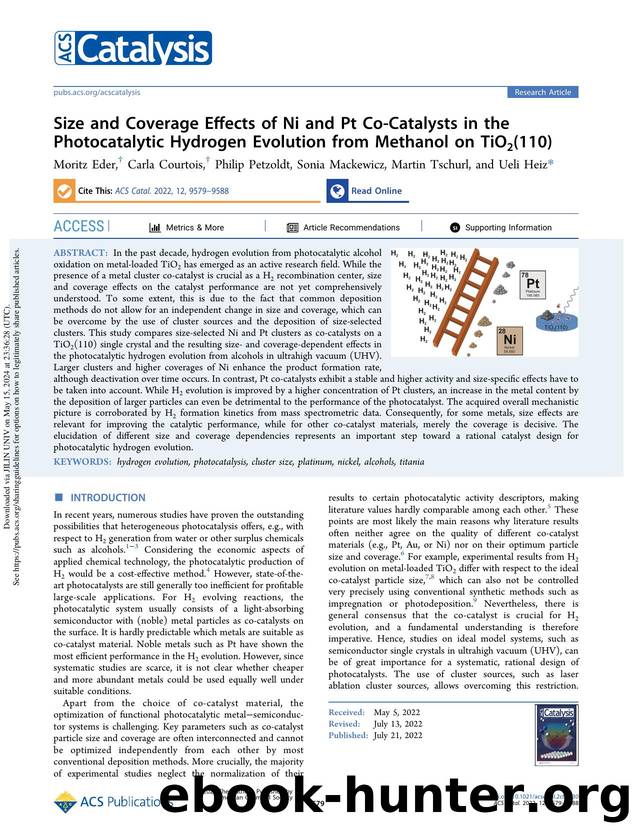Size and Coverage Effects of Ni and Pt Co-Catalysts in the Photocatalytic Hydrogen Evolution from Methanol on TiO2(110) by Moritz Eder Carla Courtois Philip Petzoldt Sonia Mackewicz Martin Tschurl & Ueli Heiz
