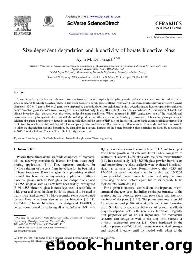 Size-dependent degradation and bioactivity of borate bioactive glass by Aylin M. Deliormanlı