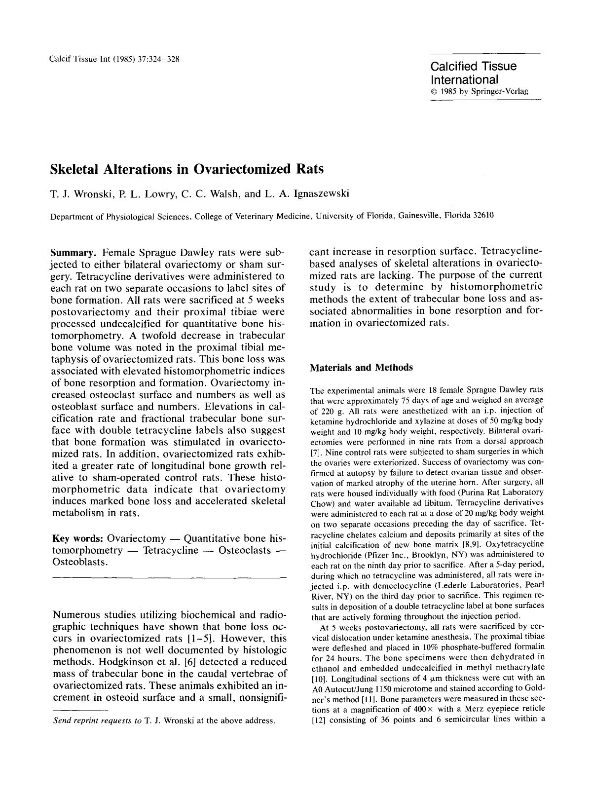 Skeletal alterations in ovariectomized rats by Unknown