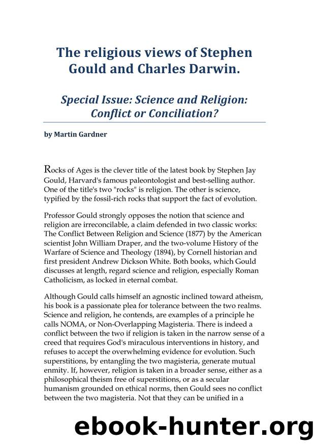 Skeptical Inquirer: The religious views of Stephen Gould and Charles Darwin - Special Issue: Science and Religion: Conflict or Conciliation? by baboon