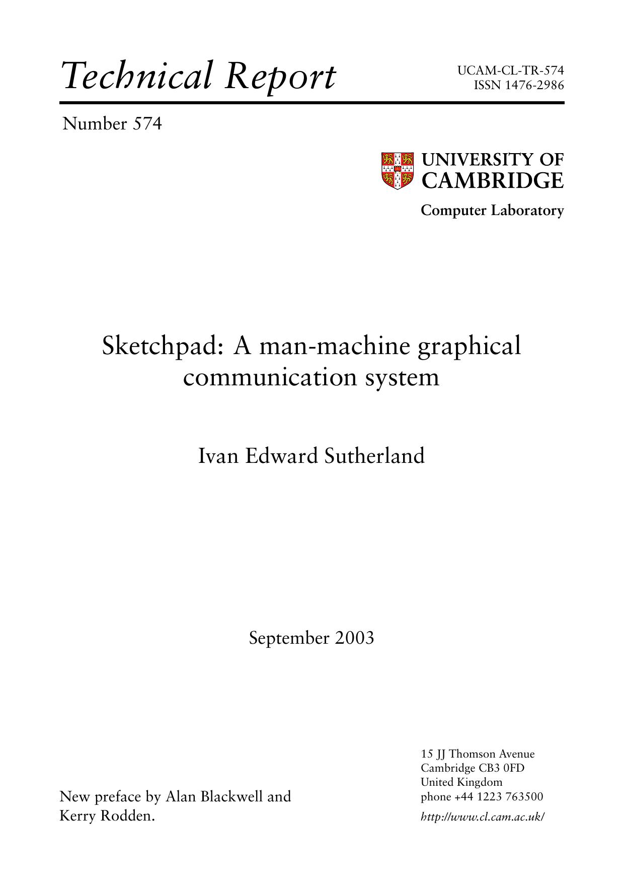 Sketchpad: A man-machine graphical communication system by Ivan Edward Sutherland