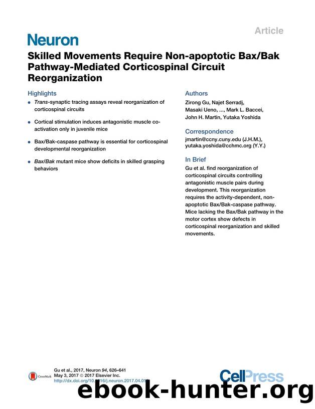 Skilled Movements Require Non-apoptotic BaxBak Pathway-Mediated Corticospinal Circuit Reorganization by unknow