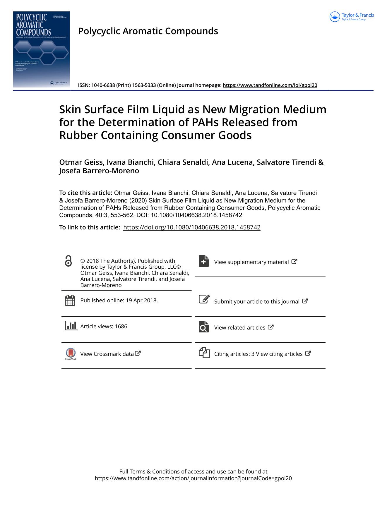 Skin Surface Film Liquid as New Migration Medium for the Determination of PAHs Released from Rubber Containing Consumer Goods by unknow