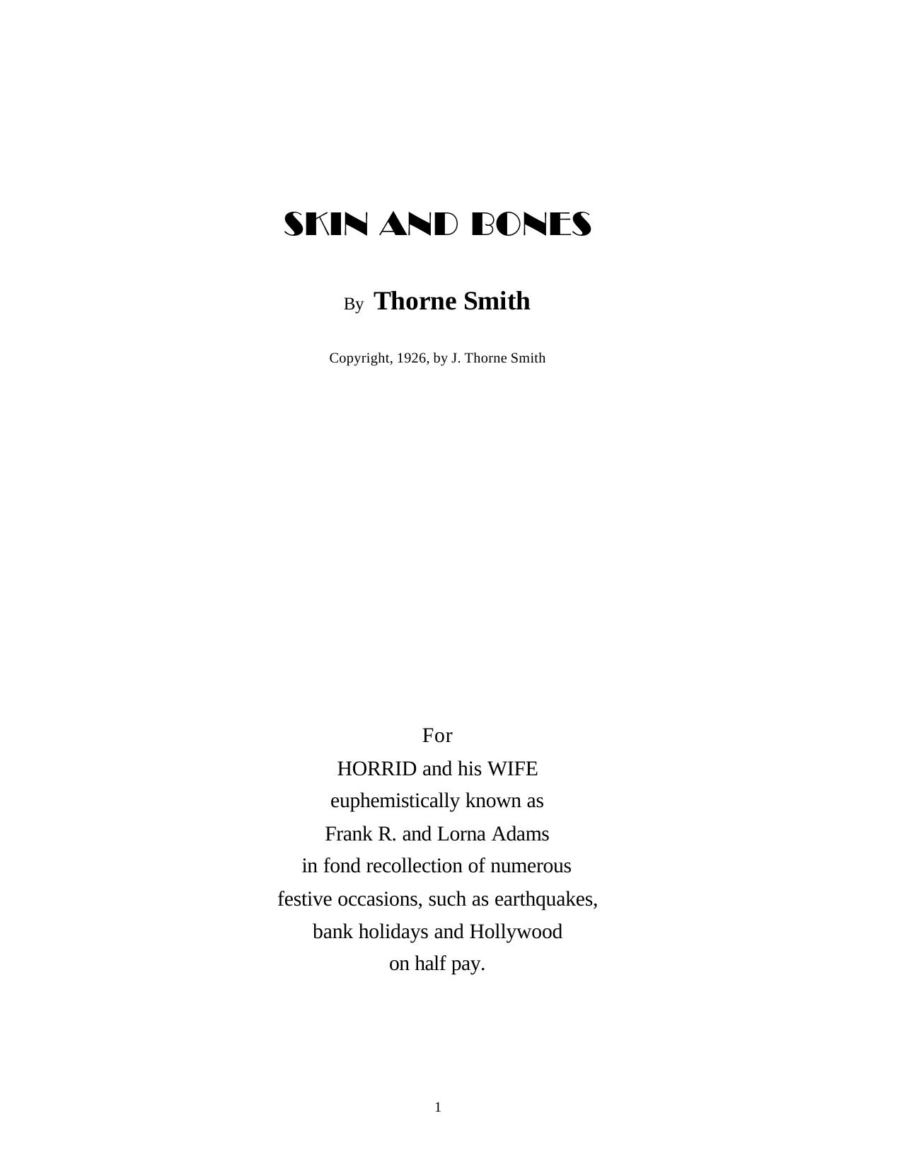 Skin and Bones by Thorne Smith