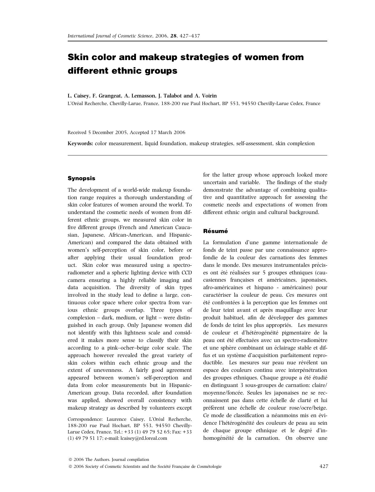 Skin color and makeup strategies of women from different ethnic groups by Unknown