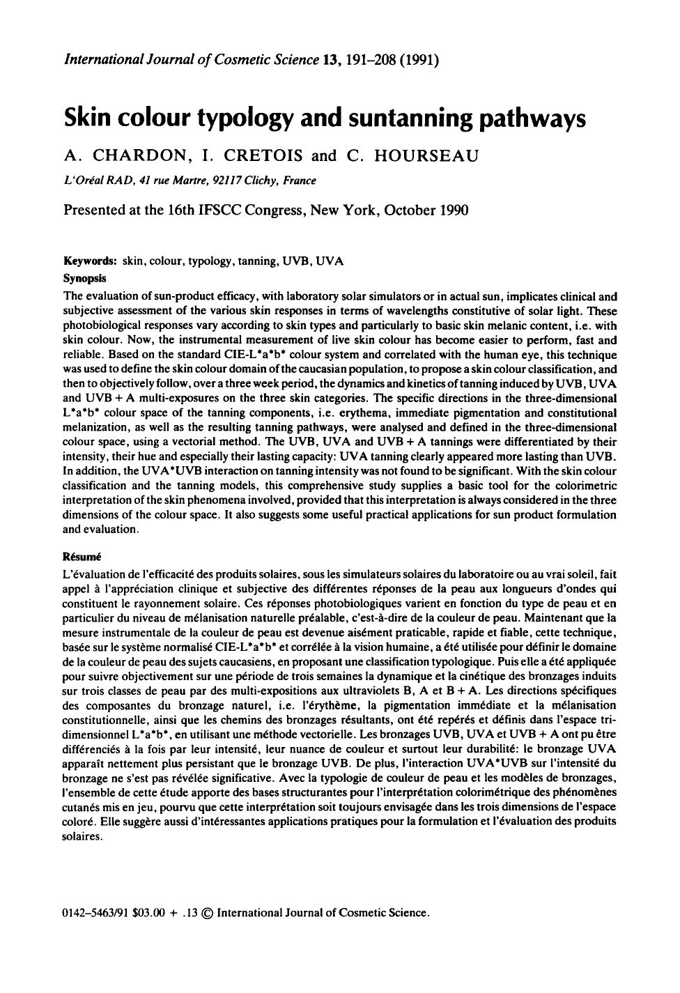 Skin colour typology and suntanning pathways by Unknown
