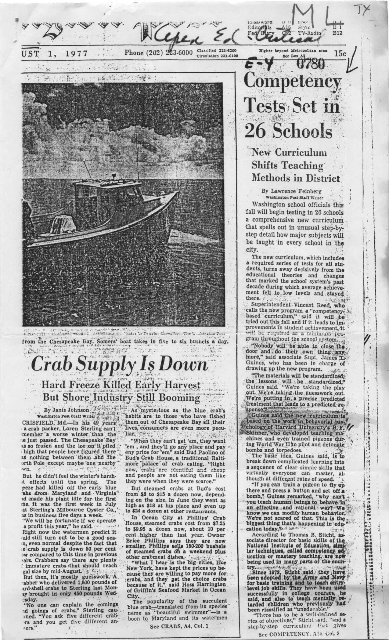 Skinner Curriculum-Washington Post-1977-3pgs-EDU by Unknown