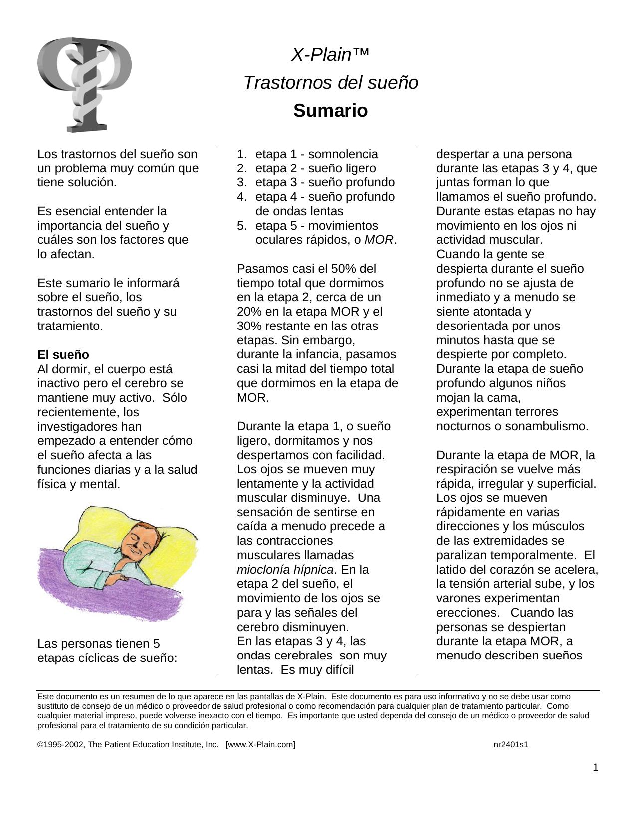Sleep Disorders - Spanish by The Patient Education Institute