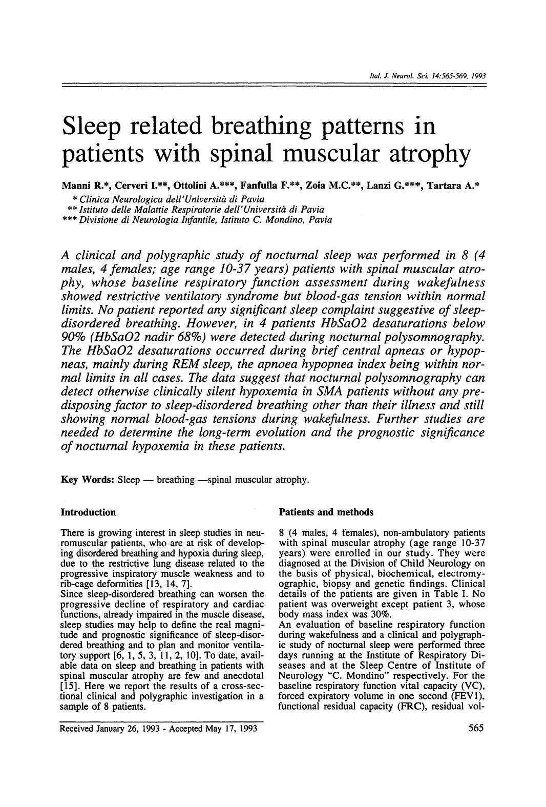 Sleep related breathing patterns in patients with spinal muscular atrophy by Unknown