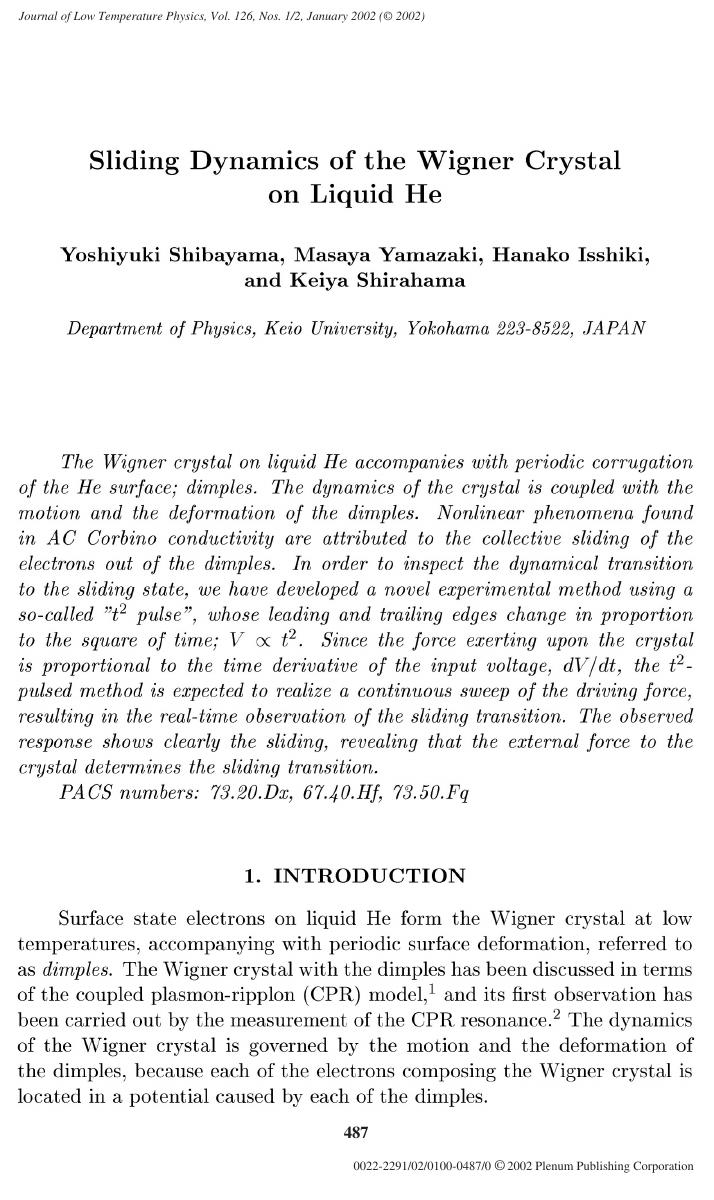 Sliding Dynamics of the Wigner Crystal on Liquid He by Unknown