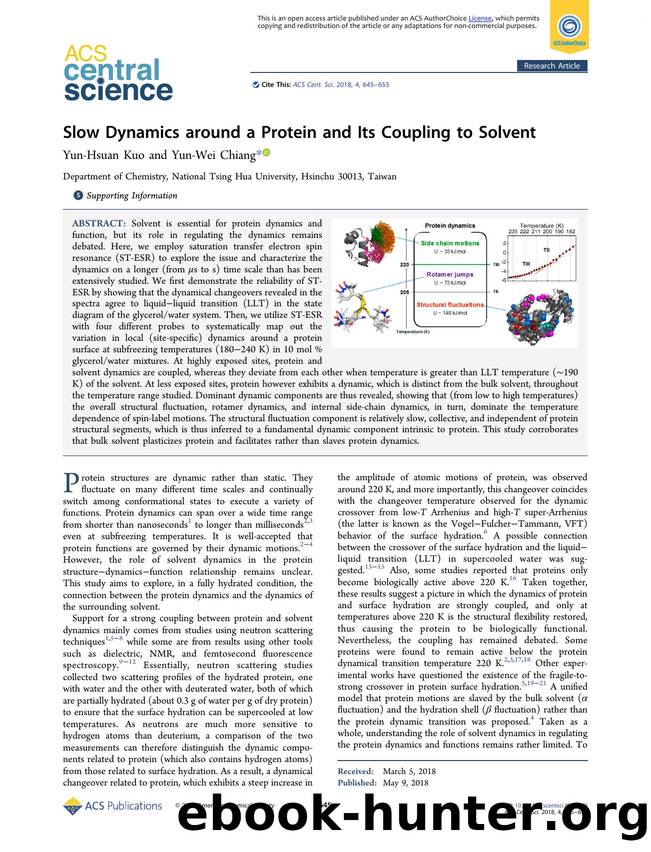 Slow Dynamics around a Protein and Its Coupling to Solvent by Yun-Hsuan Kuo & Yun-Wei Chiang (ORCID: 0000-0002-2101-8918)