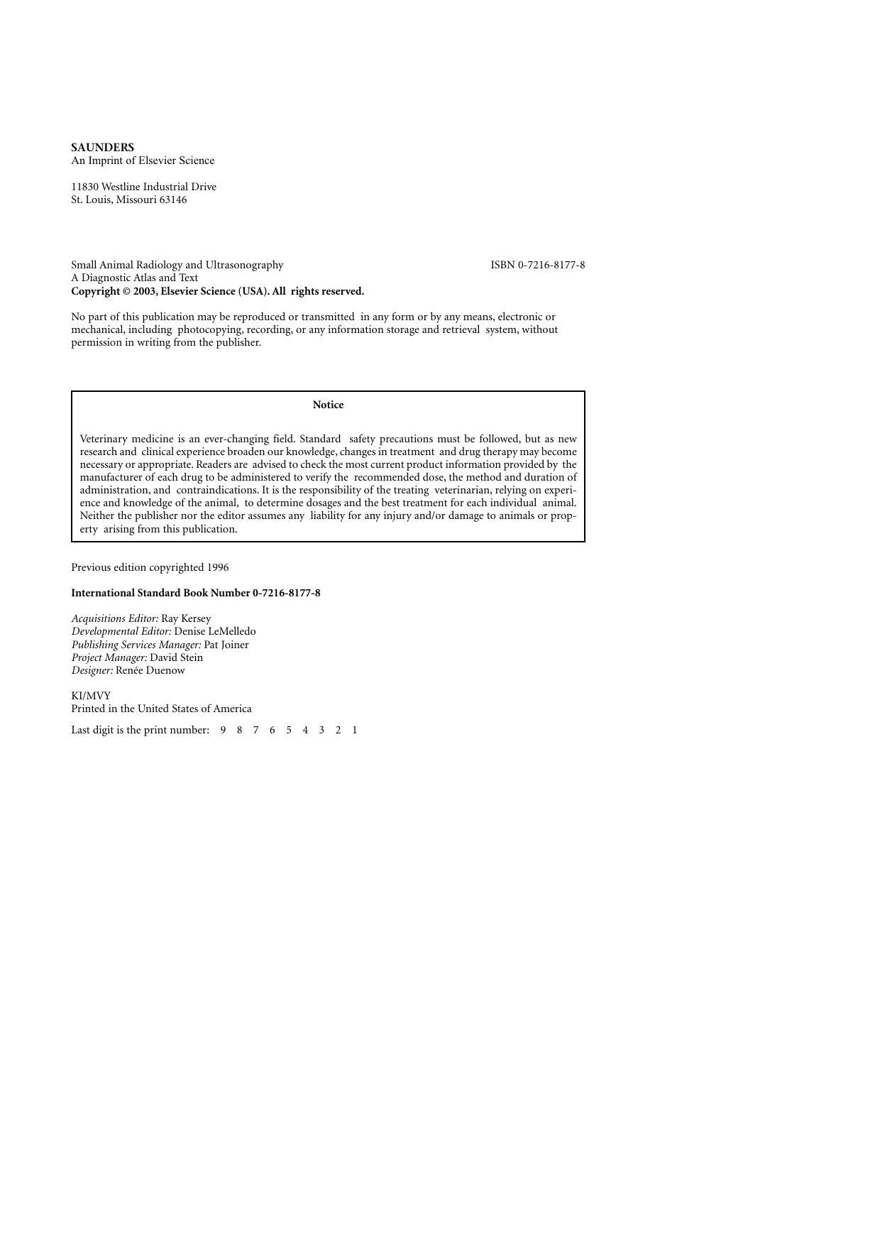 Small Animal Radiology and Ultrasound: A Diagnostic Atlas and Text by Ronald Burk Daniel Feeney