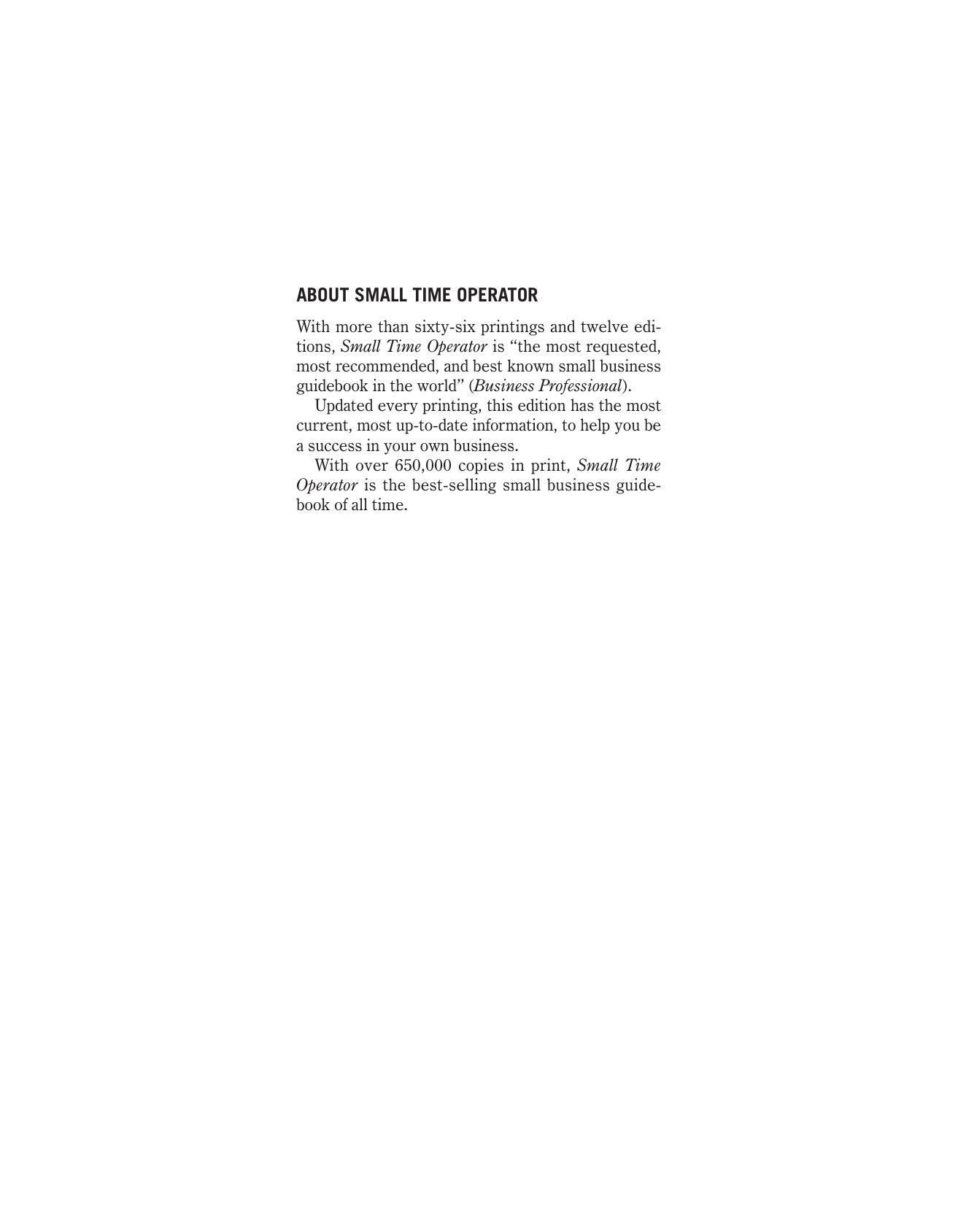 Small Time Operator: How to Start Your Own Business, Keep Your Books, Pay Your Taxes, and Stay Out of Trouble by Bernard B. Kamoroff