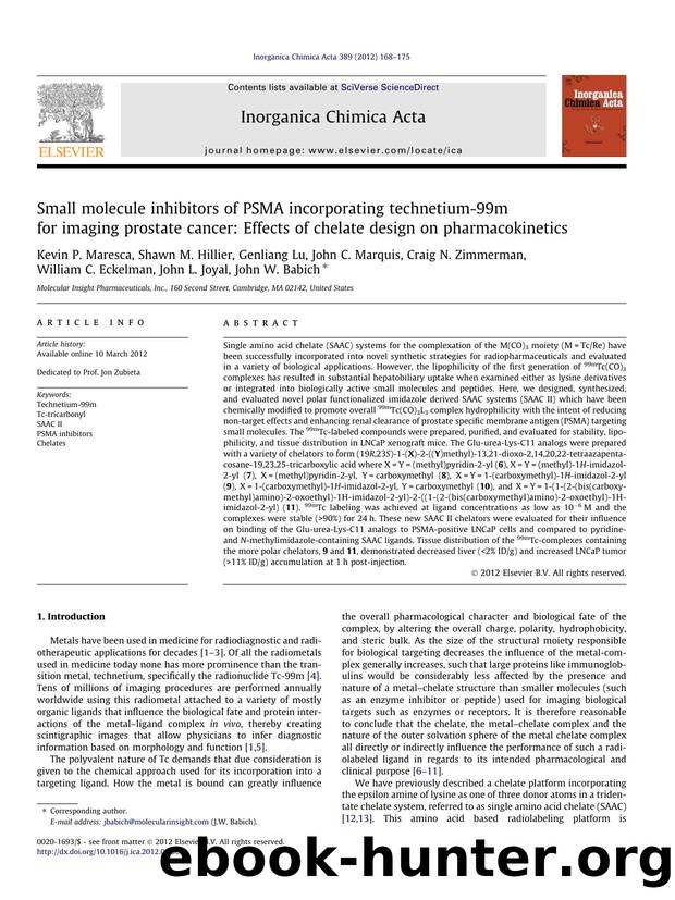 Small molecule inhibitors of PSMA incorporating technetium-99m for imaging prostate cancer: Effects of chelate design on pharmacokinetics by unknow