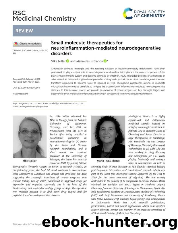 Small molecule therapeutics for neuroinflammation-mediated neurodegenerative disorders by Silke Miller & Maria-Jesus Blanco