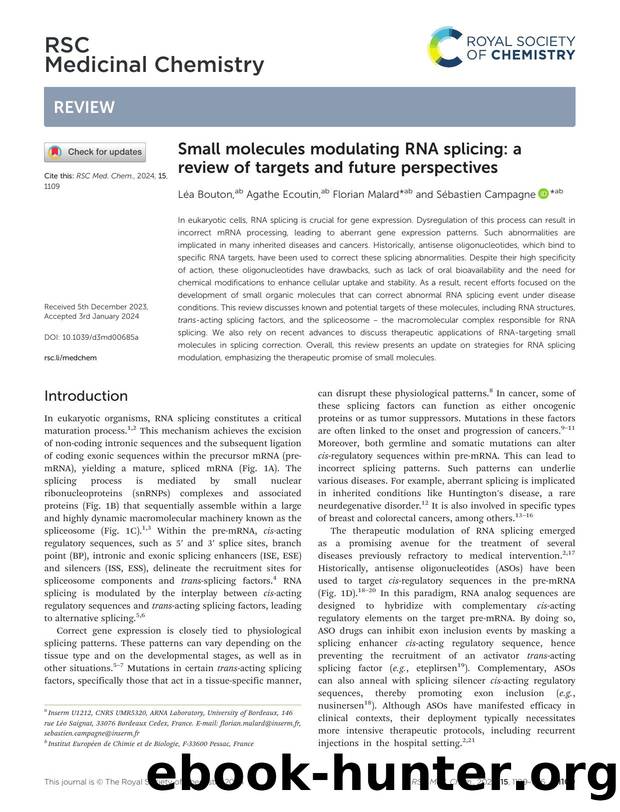 Small molecules modulating RNA splicing: a review of targets and future perspectives by Léa Bouton & Agathe Ecoutin & Florian Malard & Sébastien Campagne
