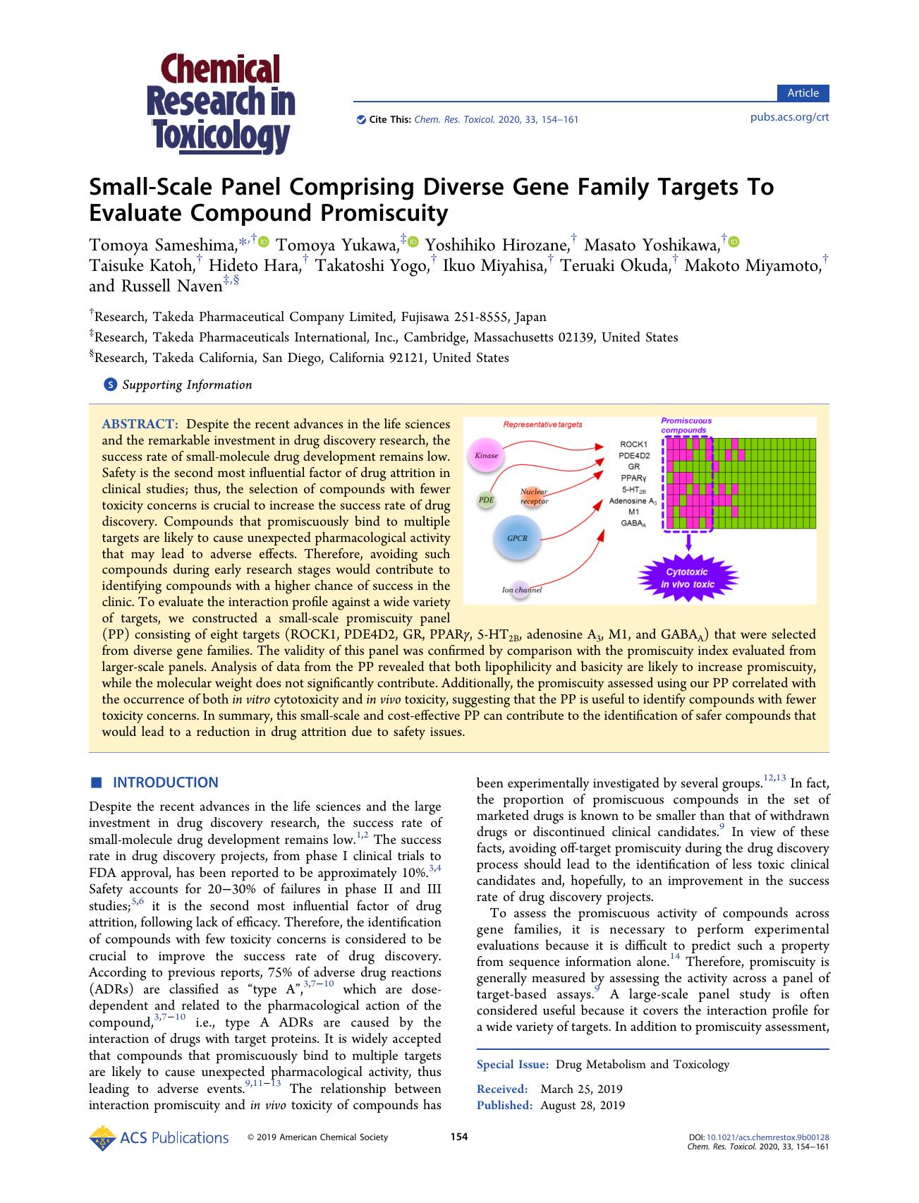 Small-Scale Panel Comprising Diverse Gene Family Targets To Evaluate Compound Promiscuity by unknow
