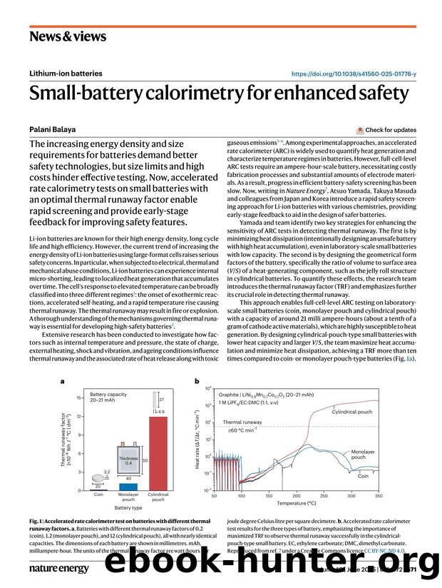 Small-battery calorimetry for enhanced safety by Palani Balaya